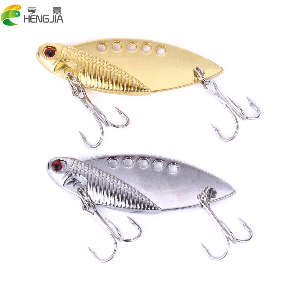 HENGJIA 6PCS/Lot Metal Spoon Bait 5CM 11G Gold/Silver cicada Vibrating Fishing Lure VIB swimbait Artificial Fishing LURES