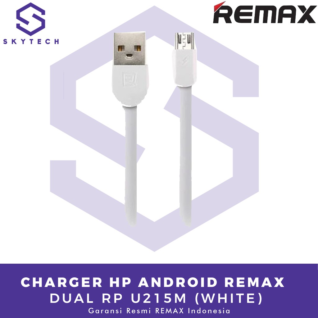 CHARGER HP ANDROID REMAX DUAL WHITE RP U215M ORIGINAL GARANSI RESMI