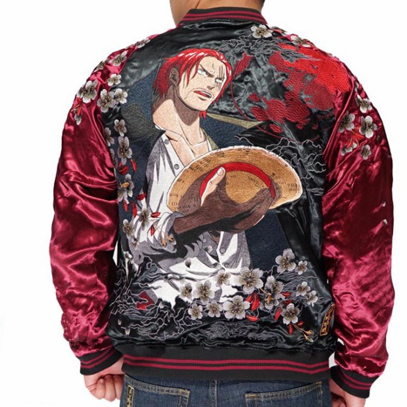 【QTakasi】Japanese and handle Yokosuka embroidered double-sided jacket ONE PIECE One Piece anime joint name Luffy Chunqiu