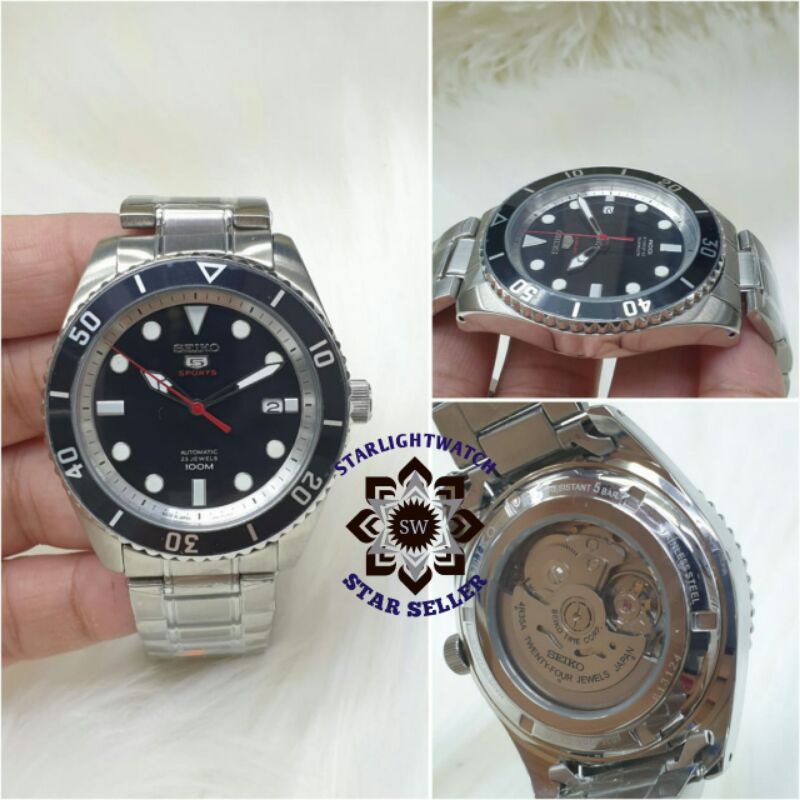 jam tangan seiko 5 automatic mesin ori kaca safhire stainless steel