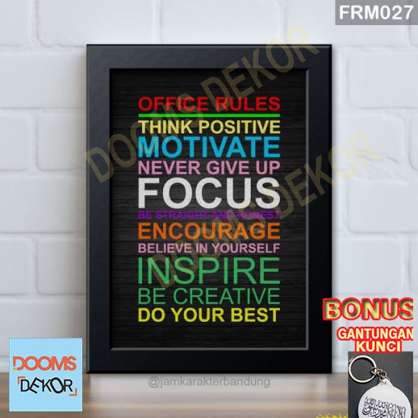 Promo Poster Hiasan Dinding Custom Office Rules Pigura Rumah Kata Quotes Keren