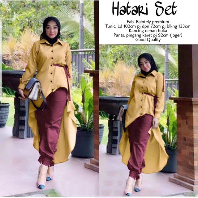 Ruairu SET TUNIK HATARI TUNIK BALOTELI CELANA LONG TUNIK BALOTELI SETELAN MUSLIM 4 WARNA Murah