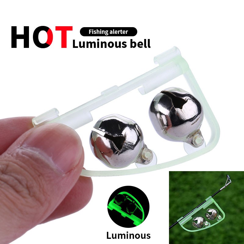 Hengjia 5pcs Bel Alarm Gigitan Ikan Model Klip On Dengan Lampu Luminous Untuk Joran Pancing