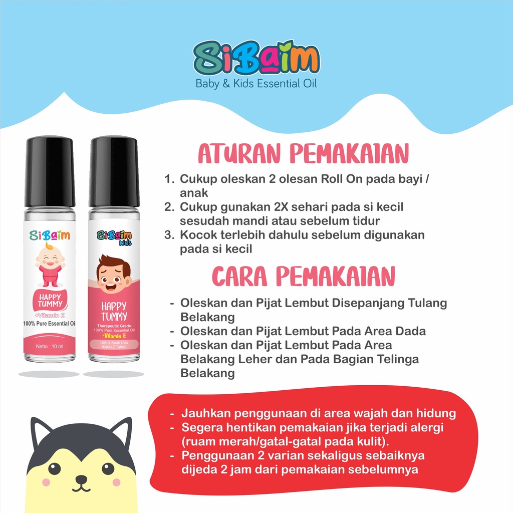 Meredakan Perut Kembung Anak - SIBAIM KIDS HAPPY TUMMY Essential Oil 10ml by psikopediastore