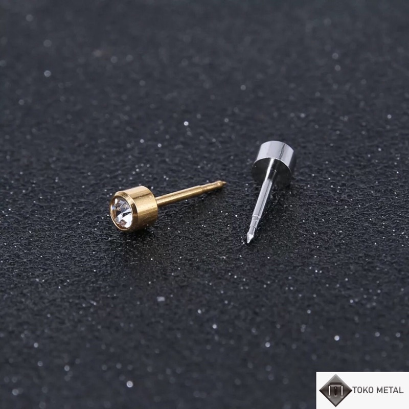 ANTING TINDIK 100% TITANIUM ANTI KARAT PRIA &amp; WANITA 3MM [TOKO METAL]