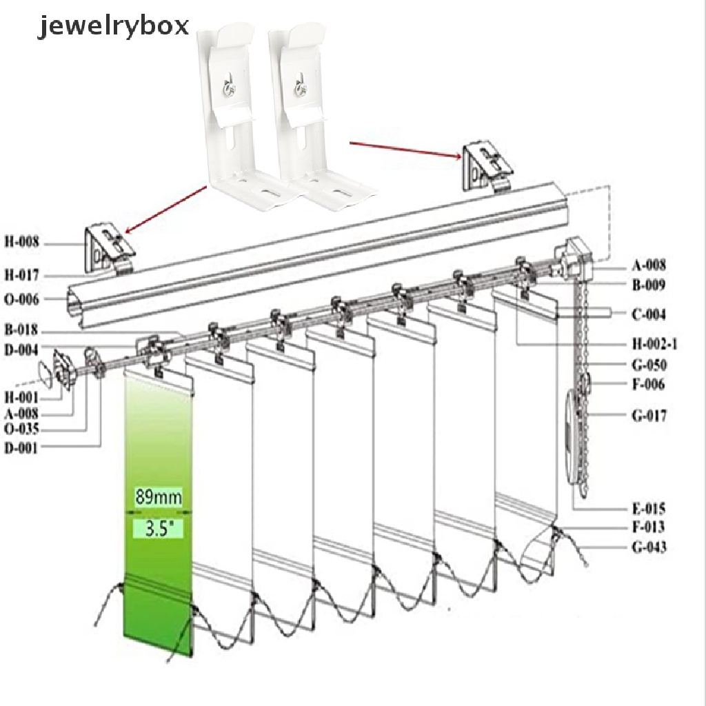 (jewelrybox) 2 Set Tirai Blind Vertikal Panjang 1-1 / 2 &quot;38mm Warna Putih