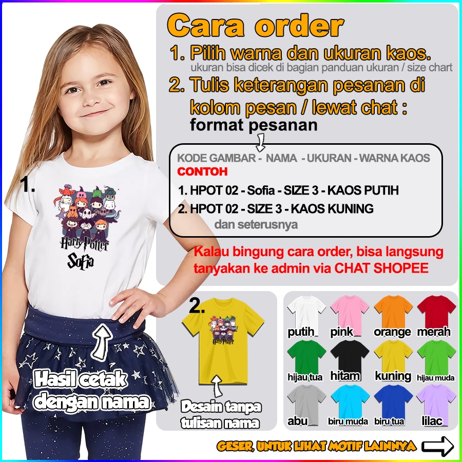 [FREE NAMA!!] Baju Kaos ANAK DAN DEWASA HARRY POTTER BANYAK MOTIF