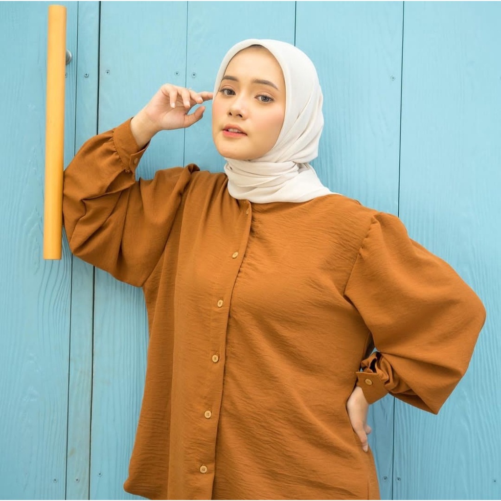 KEMEJA BLOUSE CRINGKLE // ELZA BLOUSE LENGAN KERUT //PAKAIAN WANITA LENGAN PANJANG // ATASAN WANITA 
