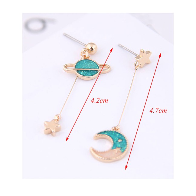 LRC Anting Tusuk Fashion Xingyue Asymmetric Earrings A5844X
