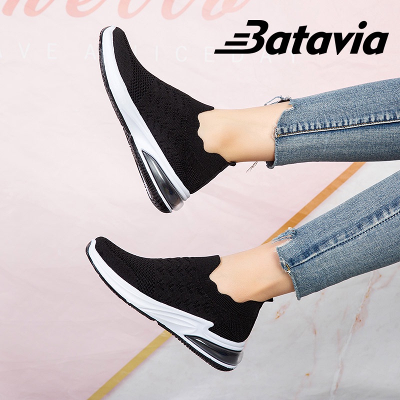 Batavia Sepatu slipon rajut dewasa santai perempuan empuk anti-aus anti-licin terbaru  Q4 Q9 Q8-Q8 BLUE