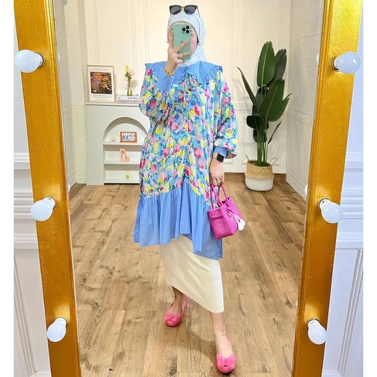 TERMURAH TUNIC MOTIF/ TUNIK ALEXA / TUNIK MOTIF KEKINIAN / TUNIK WANITA /TUNIK HIJAB