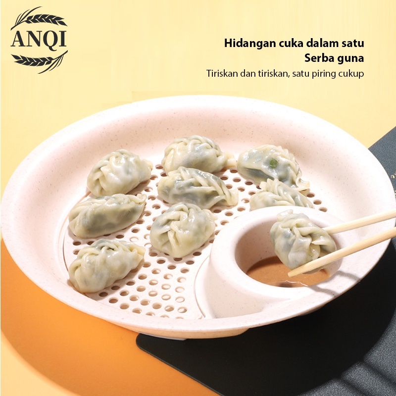 ANQI 1888 Piring Dim Sum Pangsit Sushi 2 Lapis Tiris Piring Pangsit Multifungsi Untuk Wadah Bentuk Bulat