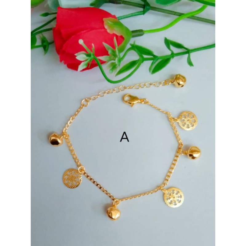 gelang kaki titanium lapis emas 24k