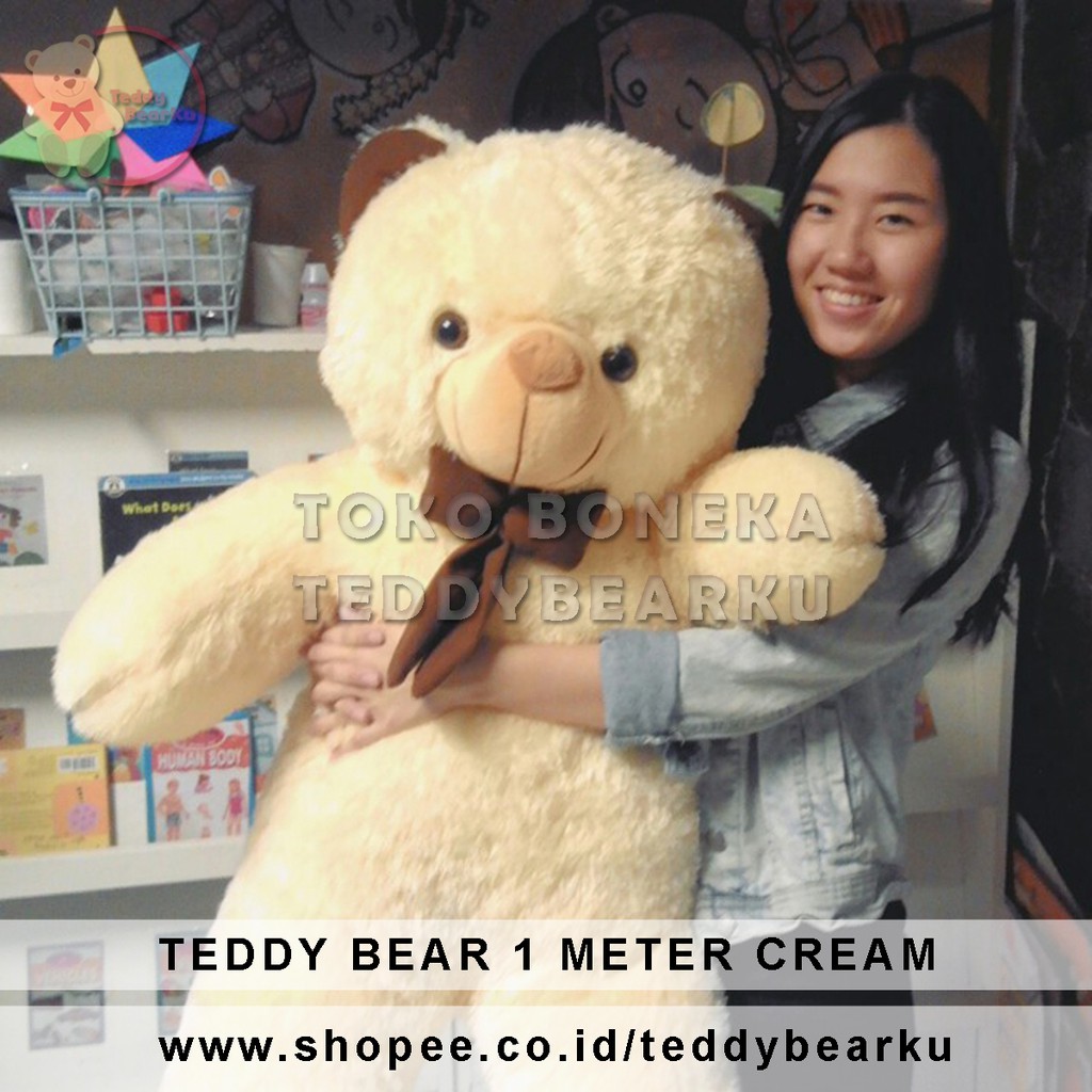 Boneka Teddy Bear Jumbo 1 Meter Warna Cream Khas Bandung