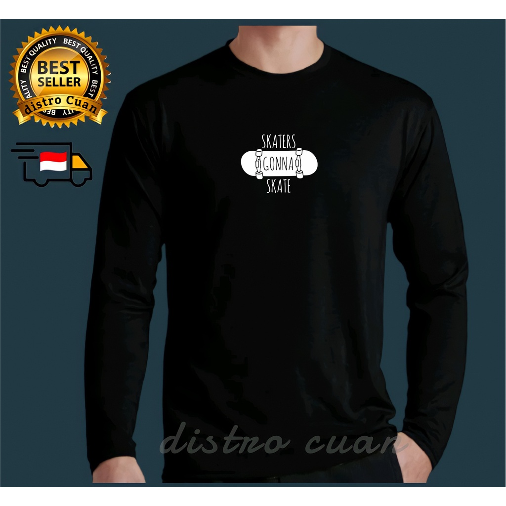 Baju Kaos T-Shirt Distro Lengan Panjang Pria Wanita Dewasa Skaters Gonna Print White Baju Kaos Murah