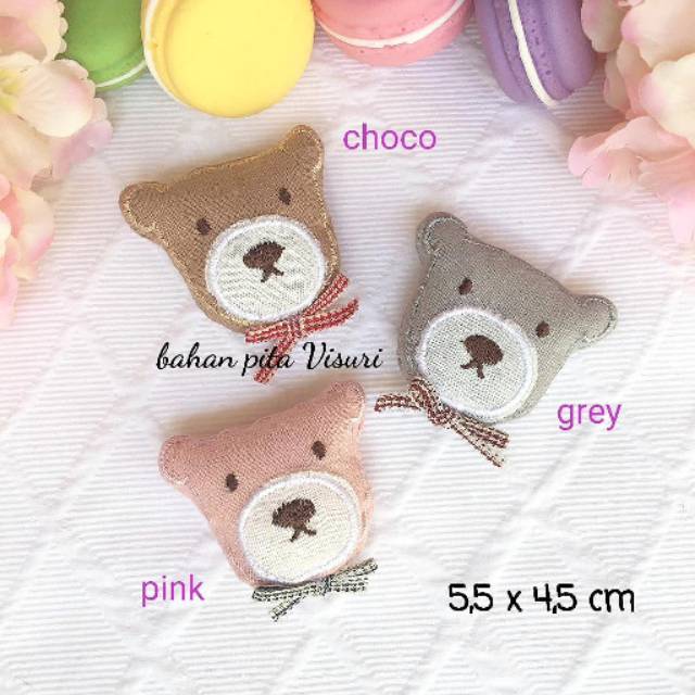 Aplikasi Bear Dacron Bow Kotak Kotak 5,5 -4,5 cm