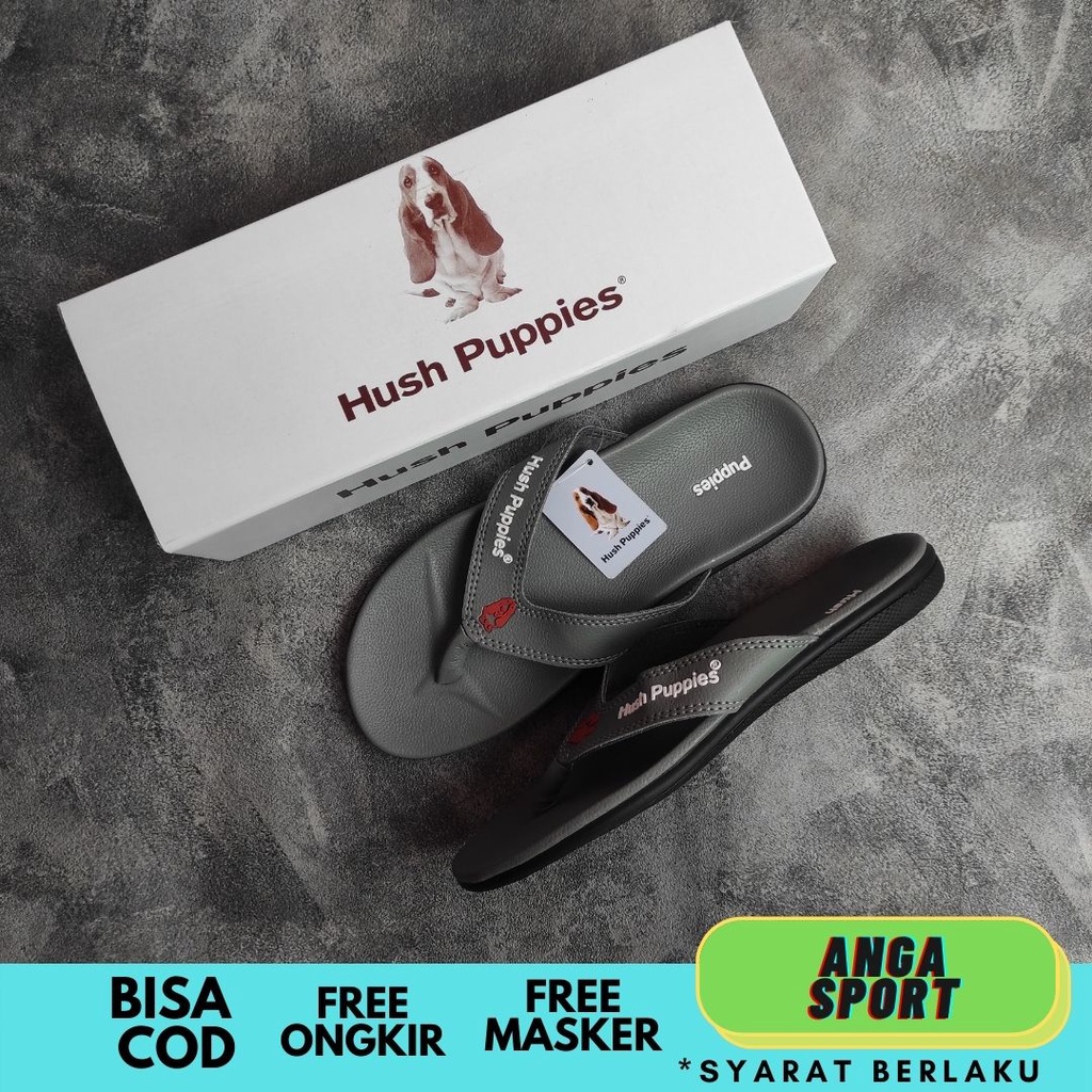 SANDAL HUSH PUPPIES JEPIT PRIA ABU PREMIUM / SENDAL SANTAI JEPIT KANTORAN / SANDAL DISTRO COWOK JEPIT DEWASA KEREN TERBARU