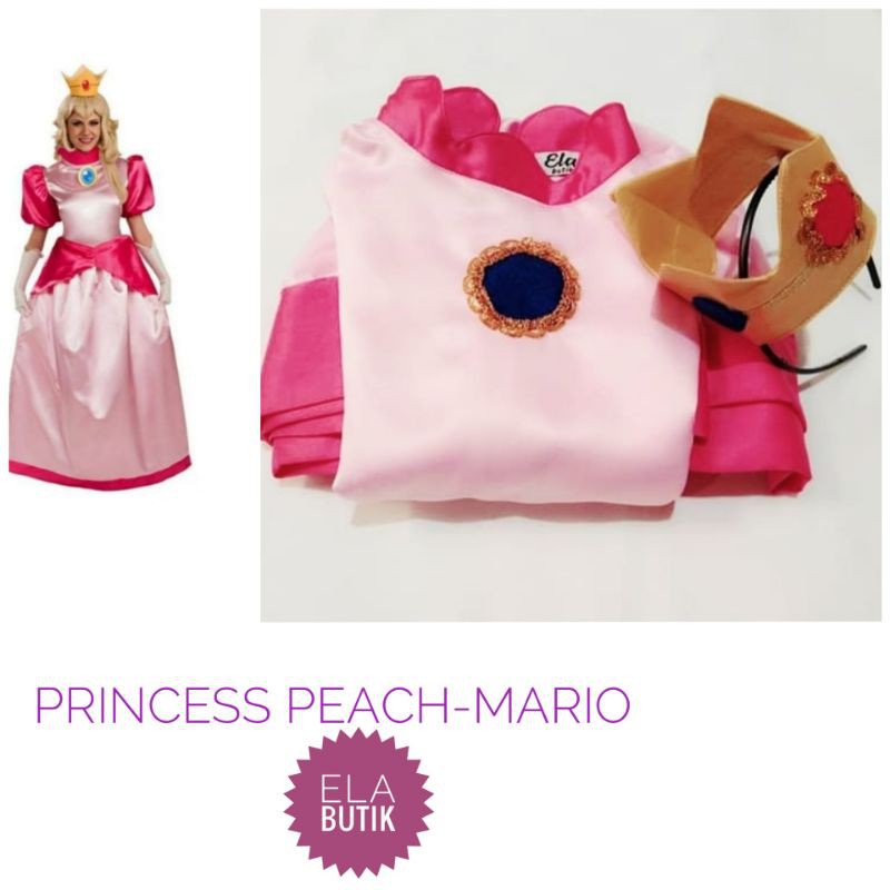 kostum princess peach-dewasa-kostum mario-mario bros-kostum halloween