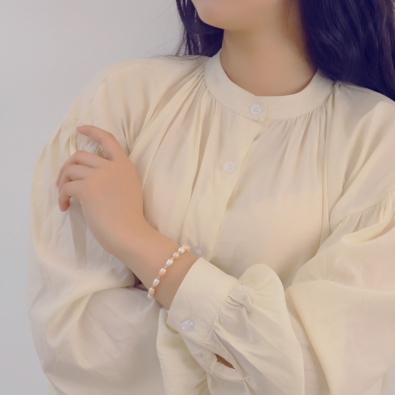 Exquisite Freshwater Pearl Bracelet Handmade Small Pearl Mixed Color Bangles Women Girls Fashion Jewelry Accessories