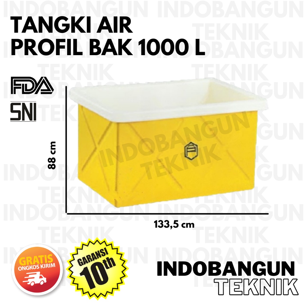 Tandon Toren Tangki Air Bak Terbuka Profil Tank 1000 Liter Kotak Persegi Harga Murah Garansi 10 Tahu