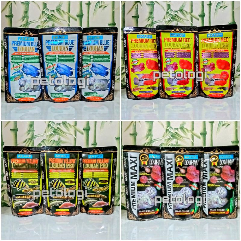 Akari Premium Blue Yellow Red Maxi Louhan Pro 100 gram Pelet Ikan Louhan Channa Predator