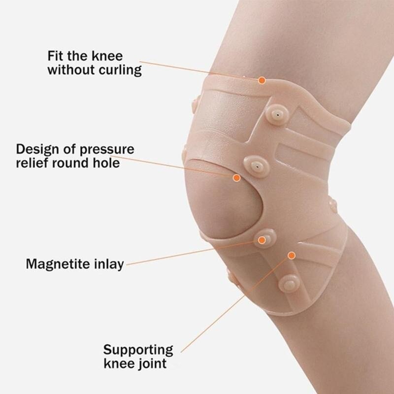1 Pasang Bantalan Lutut Magnetik Bahan Silikon Elastis Untuk Terapi Arthritis