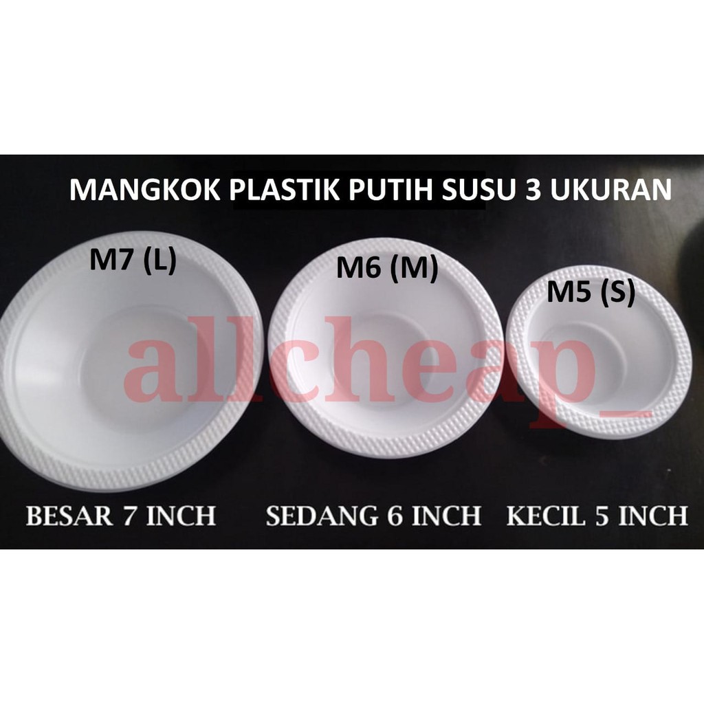 ISI 50PCS Mangkok Plastik Putih Susu Cup Wadah Kuah Baso M6 ukuran TANGGUNG