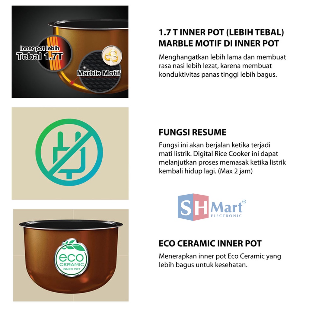 RICE COOKER DIGITAL YONGMA MAGIC COM 2 LITER SMC 7047 SMC7047 GARANSI RESMI