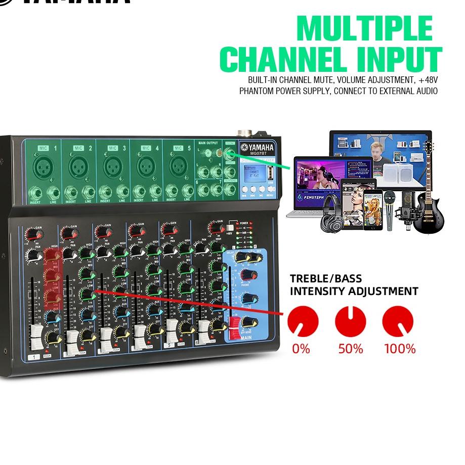 Terbaru.. YAMAHA MG04BT/MG07BT pencampur audio DJ MIXER AUDIO 4ch/7ch Mendukung pemutaran Bluetooth/