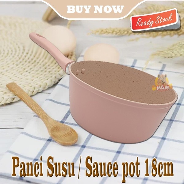 Panci Marble 18cm Panci susu Sauce Pot Mini Anti Lengket INDUCTION OK