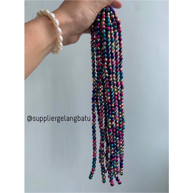 spacer multicolour 8mm steel bulet bahan gelang kalung charm premium