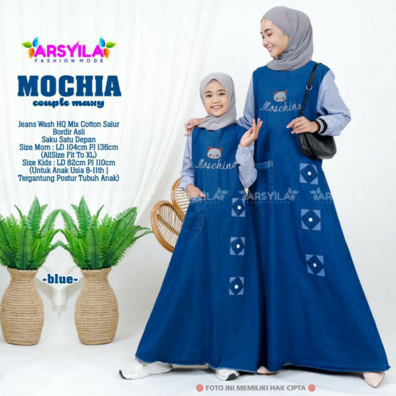 Couple Maxi Dress Premium - Gamis Jeans Ibu dan anak Terbaru -  Gamis Jeans Couple Murah