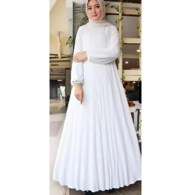 Gamis Plisket Putih Jumbo / GAMIS PLISKET MAXY PUTIH TERBARU .,.,.,..,