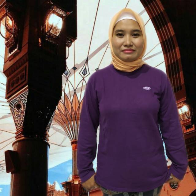 KAOS POLOS WANITA BIG SIZE LENGAN PANJANG OBLONG UNGU TUA