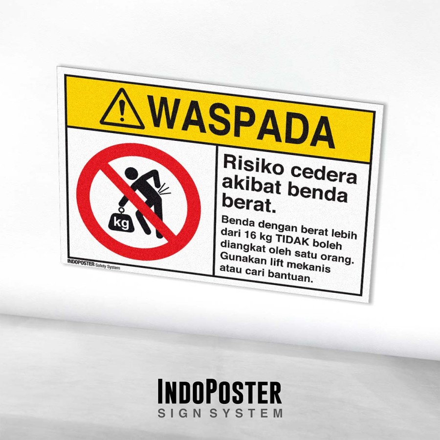 

Stiker Safety Sign Rambu K3 ANSI Resiko Cedera Akibat Benda Berat