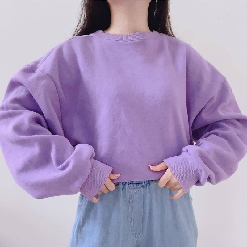 SWEATER WANITA CROP OVERSIZE LILAC PREMIUM TERMURAH TERLARIS'