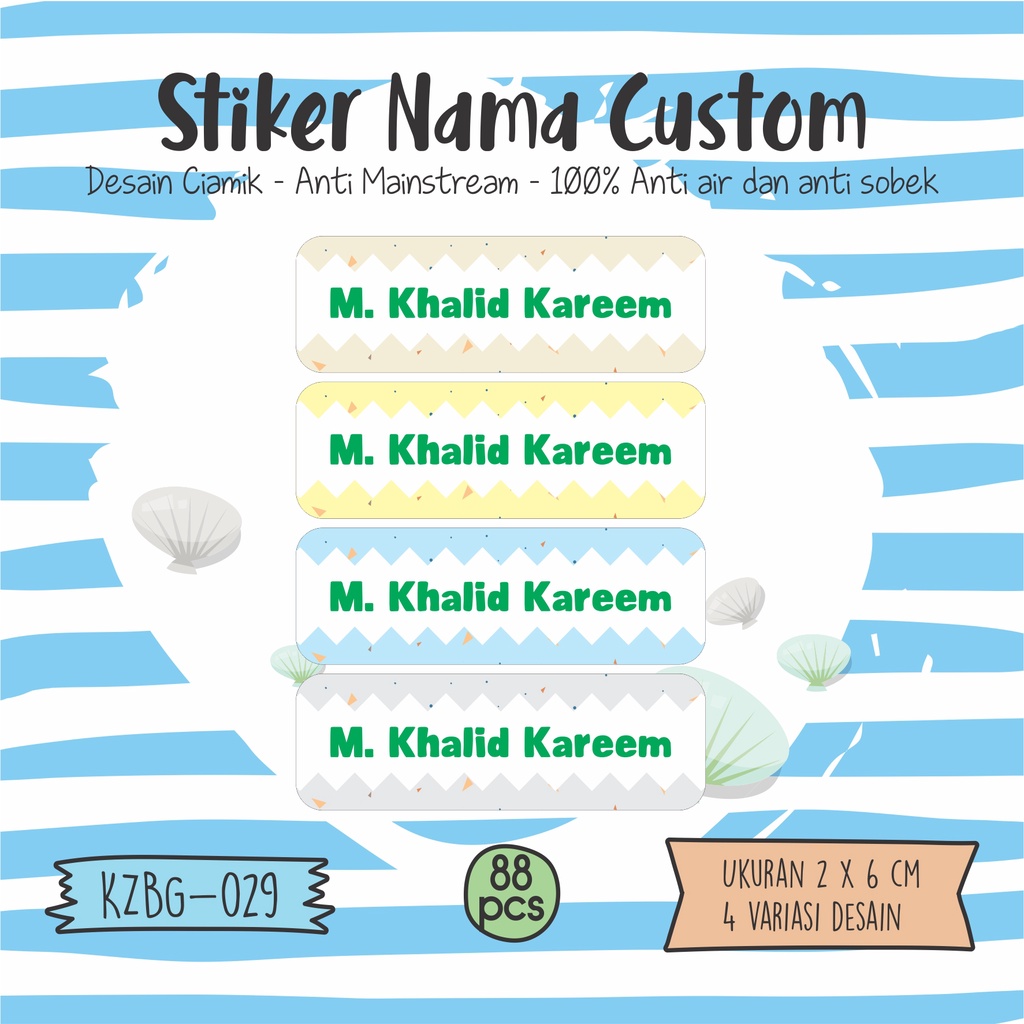 

sticker label nama anak laki laki dan perempuan waterproof KZBG 029