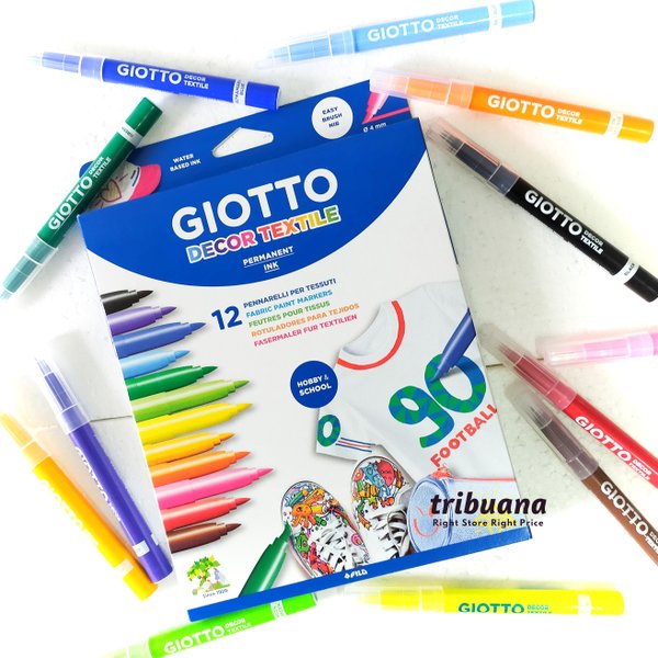 

Diskon Giotto Decor Textile 12 color -Spidol Permanent Kain 12 warna Berkualitas