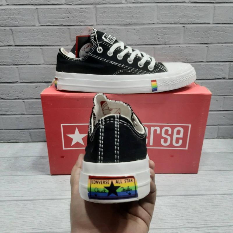 sepatu converse 70s low rainbow all black sepatu converse original