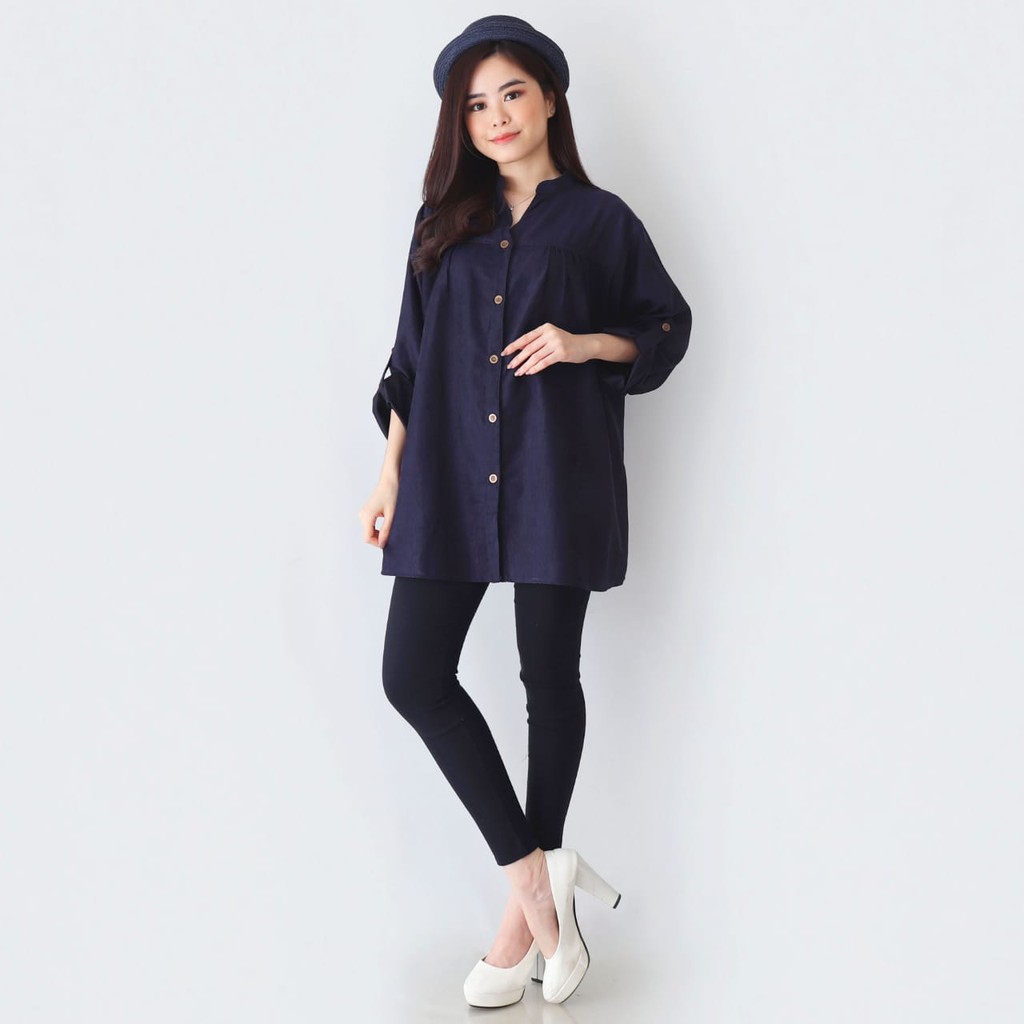 ARENA - VNECK KANCING DEPAN JUMBO SIZE BLOUSE WANITA-4