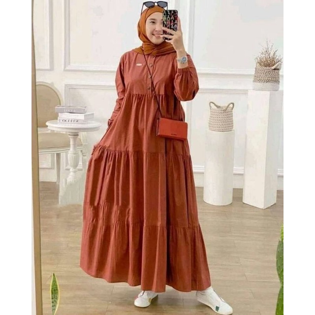 Kirania midi dress premium bahan rayon / dress polos / dress busui / Fashion muslimah