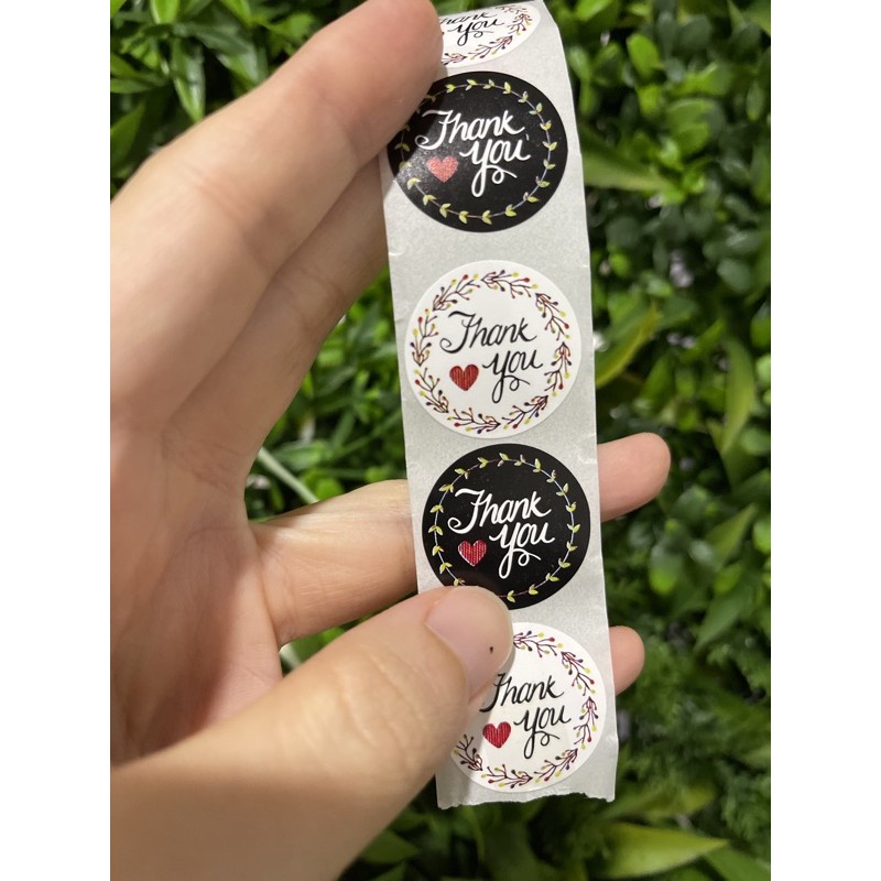 (50pcs) Stiker Thank You Bulat size 2,5cm / Thank You stickers Olshop etc-Black n white 50pcs