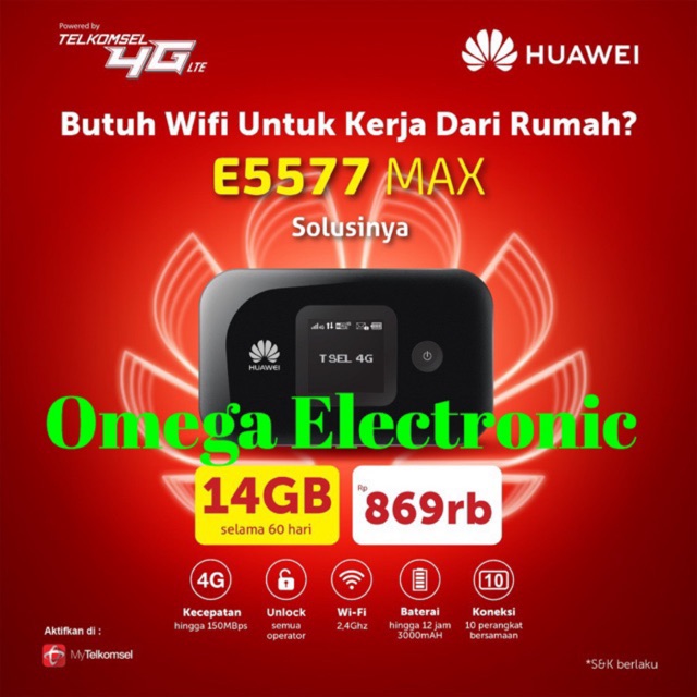 RESMI Modem Wifi Mifi 4G LTE Huawei E5577 Max Unlocked Free Telkomsel