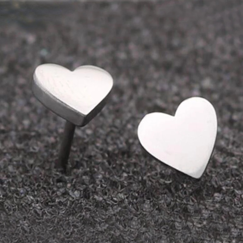 2Pcs/Set Mini S925 Silver Needle Glossy Love Heart Shape Stud Earrings / Korean INS Simple Style Studs Earrings / Bridal Wedding Party Minimalist Ear Jewelry Accessories