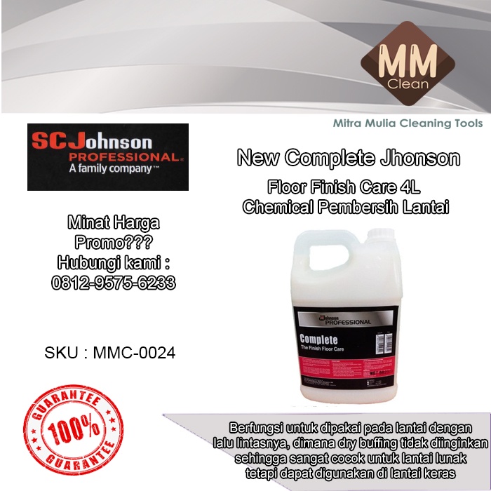 Jual SC Johnson New Complete Floor Finish Care 4 Liter Chemical Pembersih Lantai Shopee