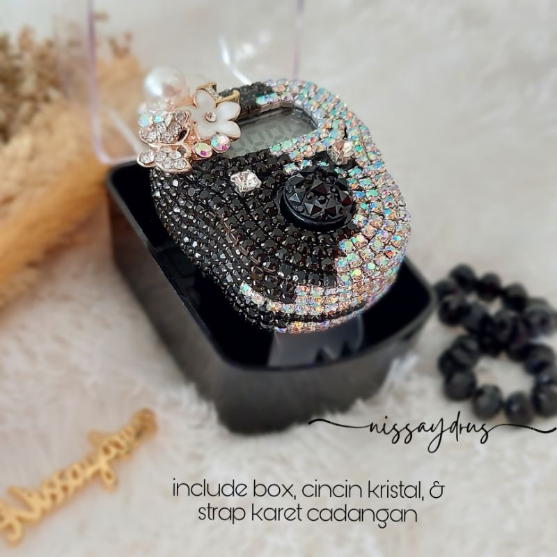 Nisa Aydrus - ALARM Mix New SH Black Silver Tasbih Digital Swarovski Cantik