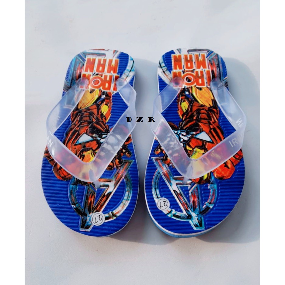 sandal jepit anak laki laki motif boboi, superman, dan ironman