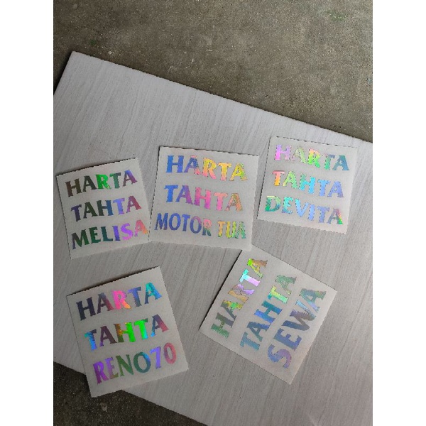 PROMO!! STIKER CUTTING HOLOGRAM HARTA TAHTA BISA CUSTOM ( BISA REQUEST TEXT SEMAUNYA)