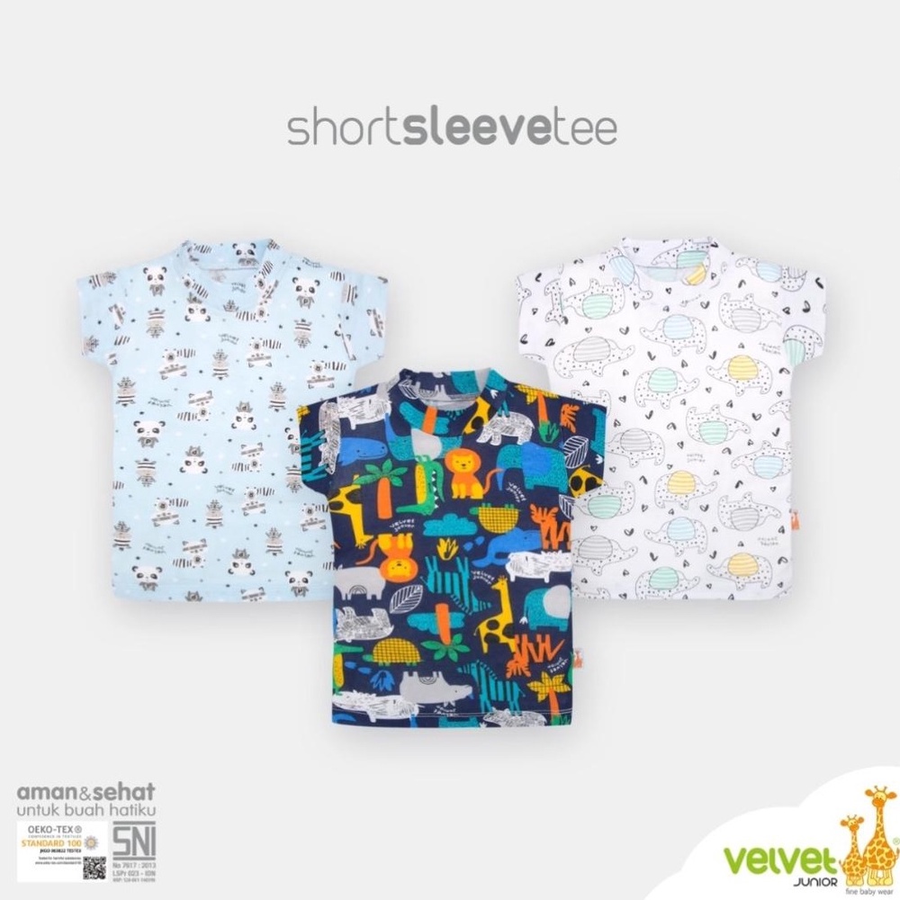 Velvet Junior Short Sleeve Tee - Kaos Atasan Oblong UNISEX - Oblong Tangan Anak Bayi [Satuan]-1