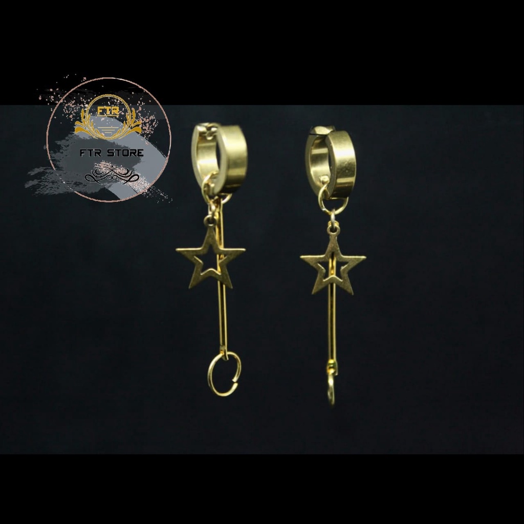 IP-AL [ PREMIUM ] ANTING RUMBAY GOLD MODEL BATANG / ANTING BTS KOREA / ANTING TINDIK DAN JEPIT